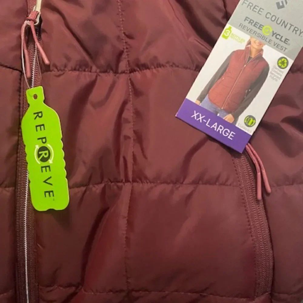 Free Country Repreve Dark Cherry reversible vest, size XXL - Picture 4 of 4